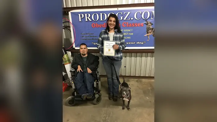 Clients and dogs in a Prodogz Dog Training basic obedience class led by Jason Lake in Medford, Oregon on February 13, 2017