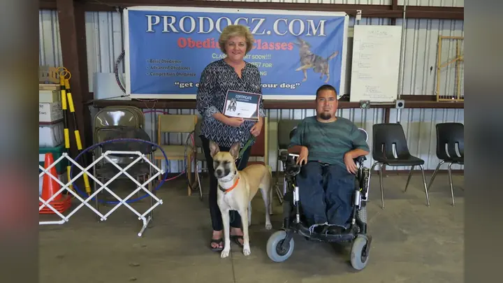 Clients and dogs in a Prodogz Dog Training basic obedience class led by Jason Lake in Medford, Oregon on May 8, 2017