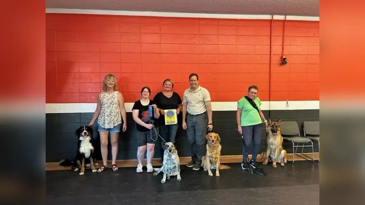 Client and dog practicing Canine Good Citizen skills with Jason Lake at Prodogz Dog Training in Medford, Oregon — June 28, 2023