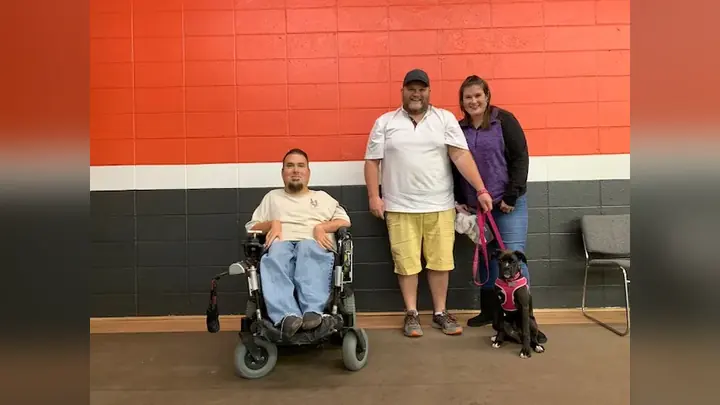 Clients and dogs in a Prodogz Dog Training puppy class led by Jason Lake in Medford, Oregon on November 22, 2019