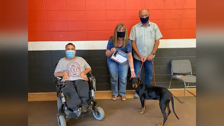 Clients and dogs in a Prodogz Dog Training puppy class led by Jason Lake in Medford, Oregon on August 6, 2020