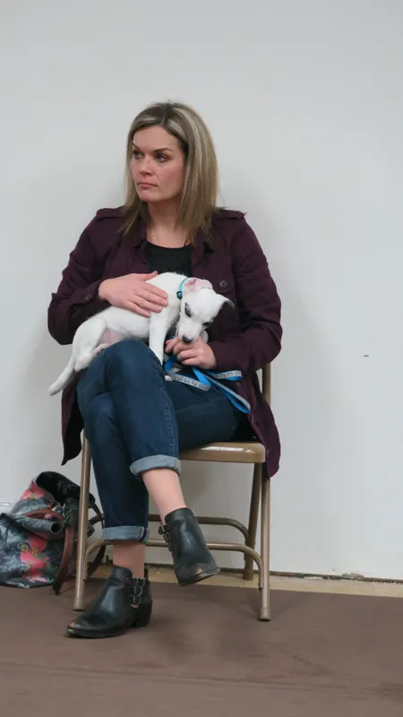 Clients and dogs in a Prodogz Dog Training basic obedience class led by Jason Lake in Medford, Oregon — February 5, 2018, photo 4