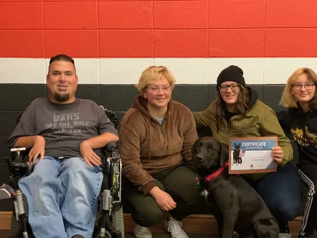 Clients and dogs in a Prodogz Dog Training basic obedience class led by Jason Lake in Medford, Oregon — December 9, 2019, photo 3