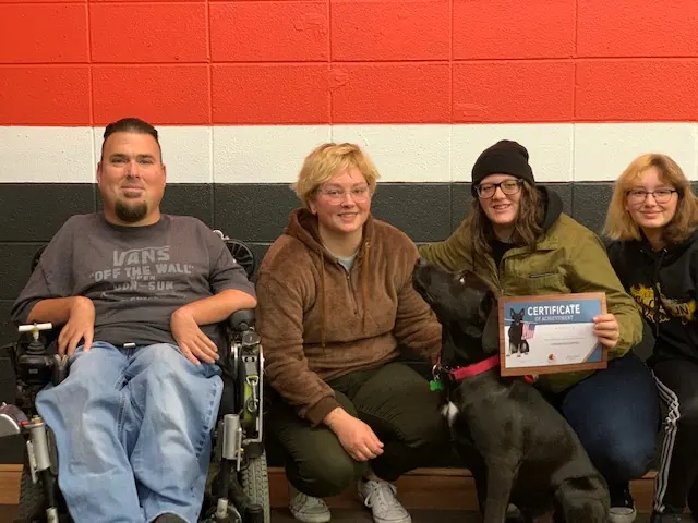 Clients and dogs in a Prodogz Dog Training basic obedience class led by Jason Lake in Medford, Oregon — December 9, 2019, photo 4