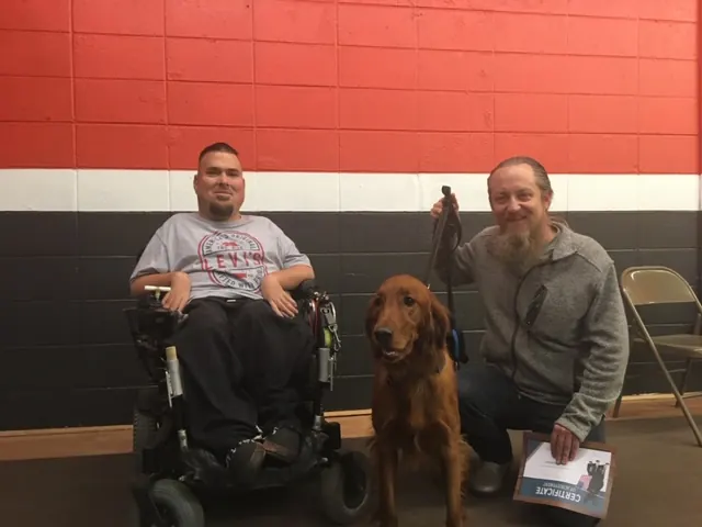 Clients and dogs in a Prodogz Dog Training basic obedience class led by Jason Lake in Medford, Oregon — February 3, 2020, photo 9