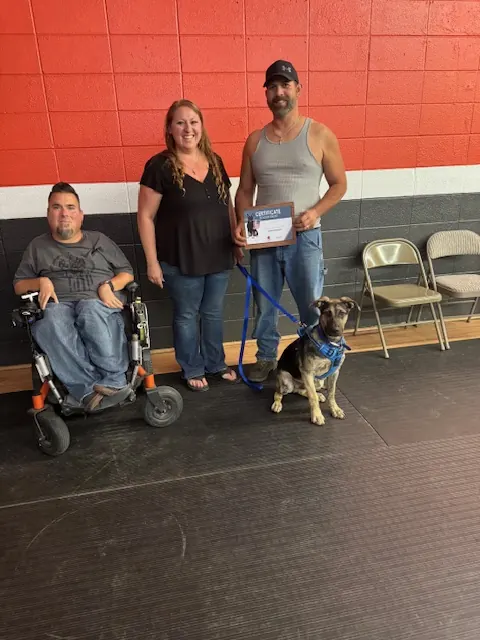 Clients and dogs in a Prodogz Dog Training puppy class led by Jason Lake in Medford, Oregon — October 19, 2025, photo 3