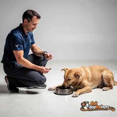 Dog showing resource guarding behavior